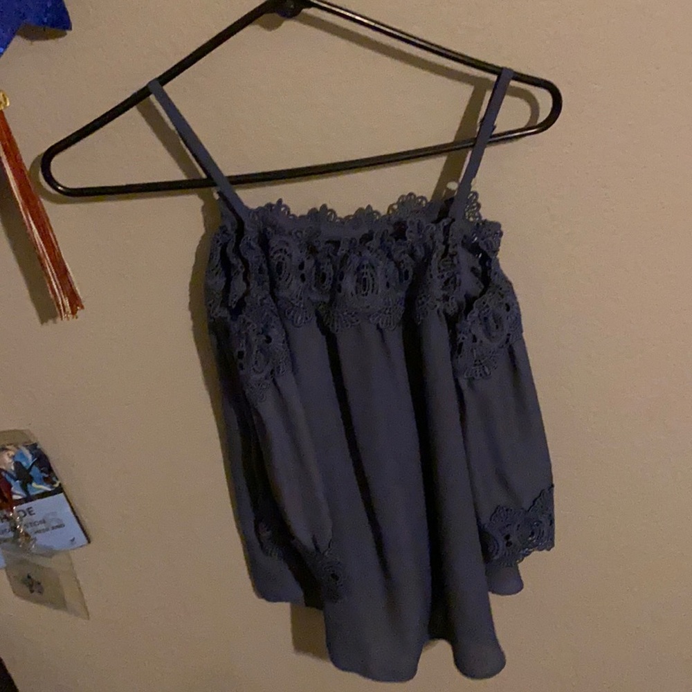 blue off the shoulder top